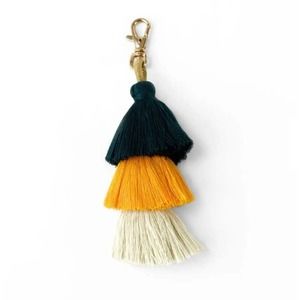 Navy Gold Ivory Tassel  Purse Backpack Charm